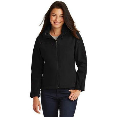Port Authority® Ladies Textured Hooded Soft Shell Jacket - Forest River Apparel